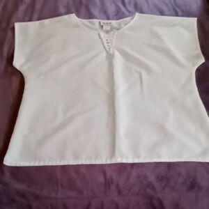 Orare Size 16 Sleeveless White Blouse Lace Neck Great Condition